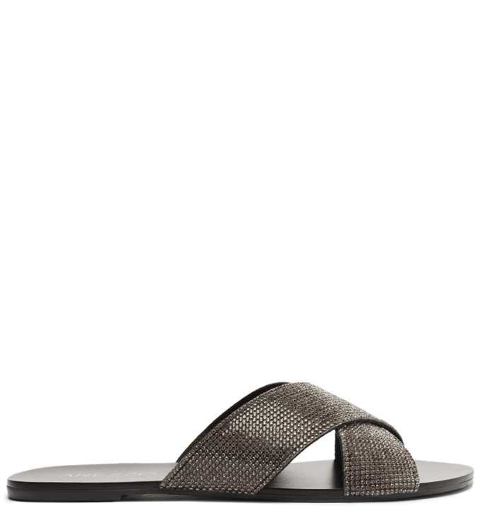 Rasteira Minimal Cross Glam Hematite