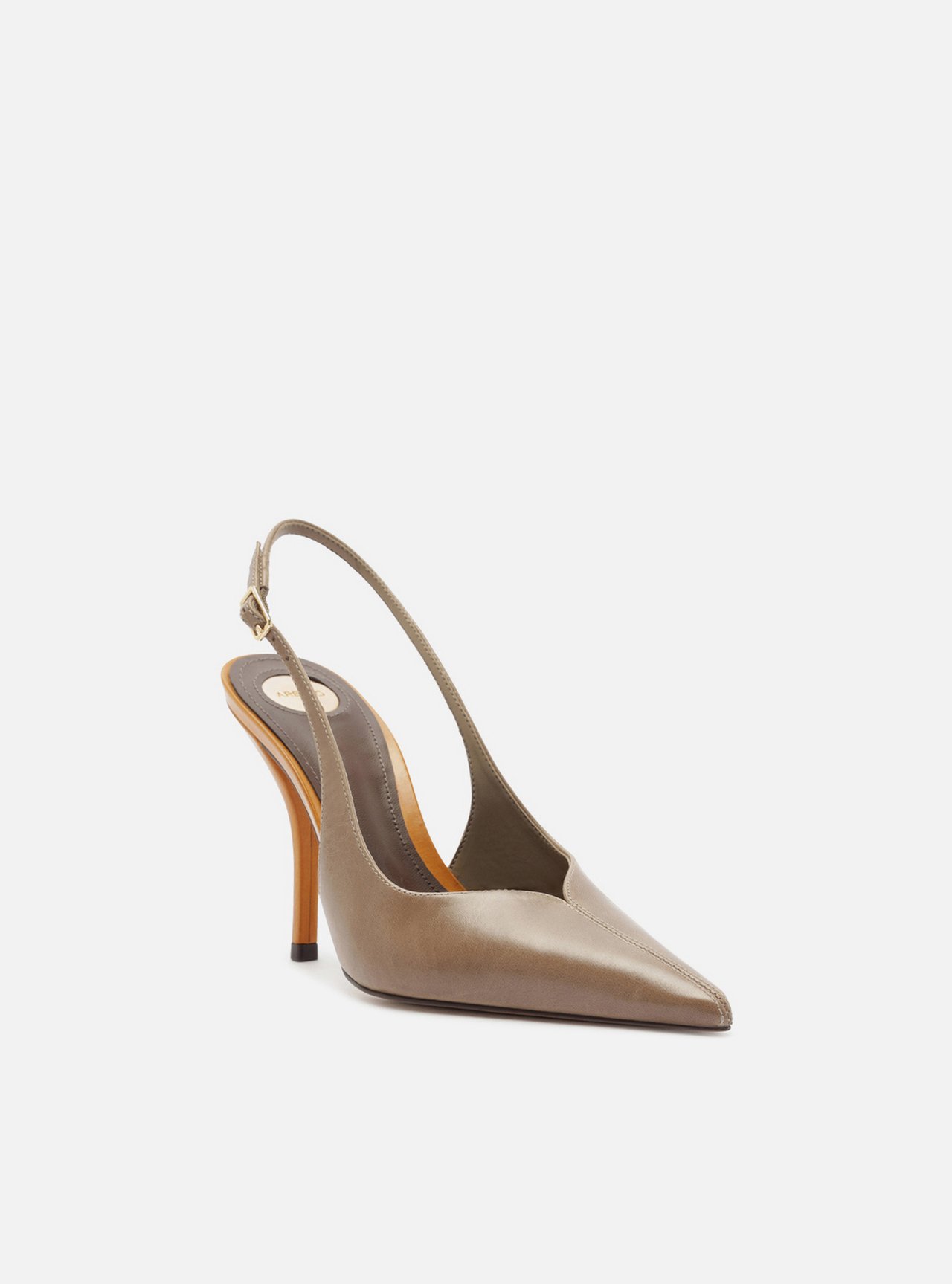 Scarpin Cinza Couro Salto Fino Slingback — foto 2
