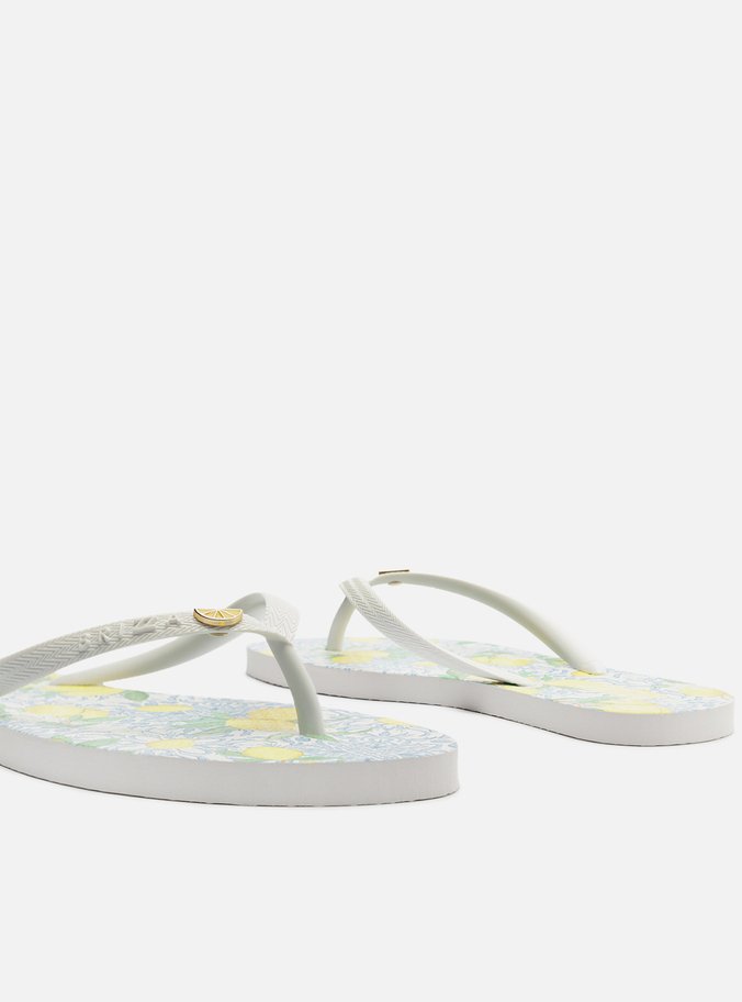 Chinelo de Dedo Branco Estampado Limão