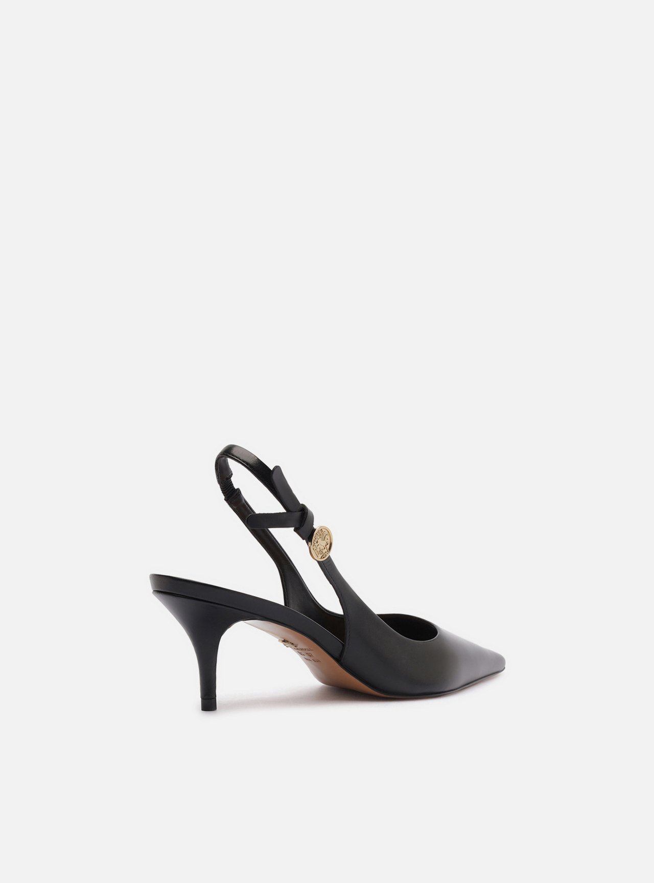 Scarpin Preto Couro Slingback Metal Heritage — foto 3