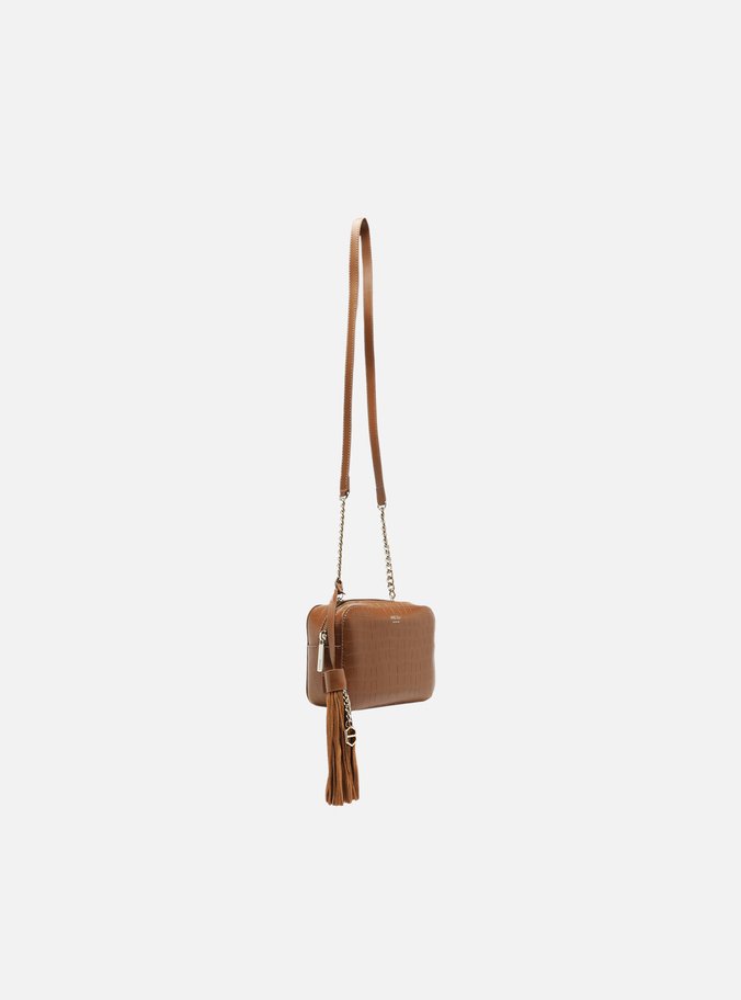 Bolsa Tiracolo Marrom Croco Pequena Barbicacho