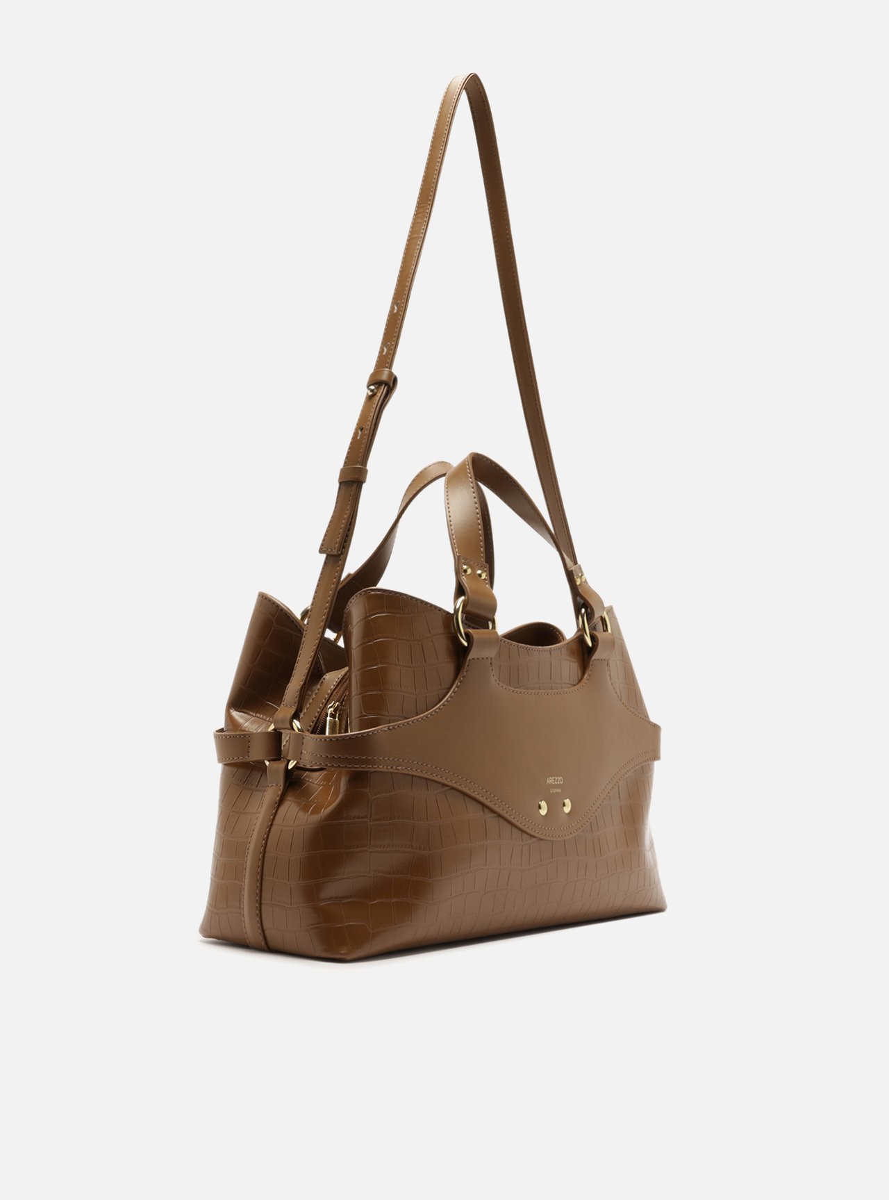 Bolsa Tote Marrom Grande Textura Croco — foto 5