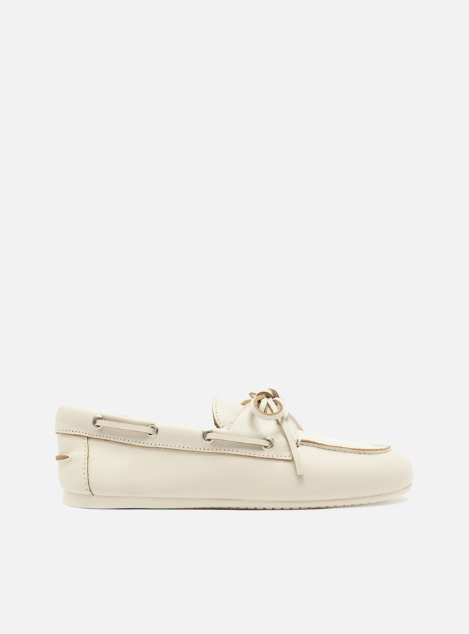 Mocassim Dockside Branco Couro Amarração
