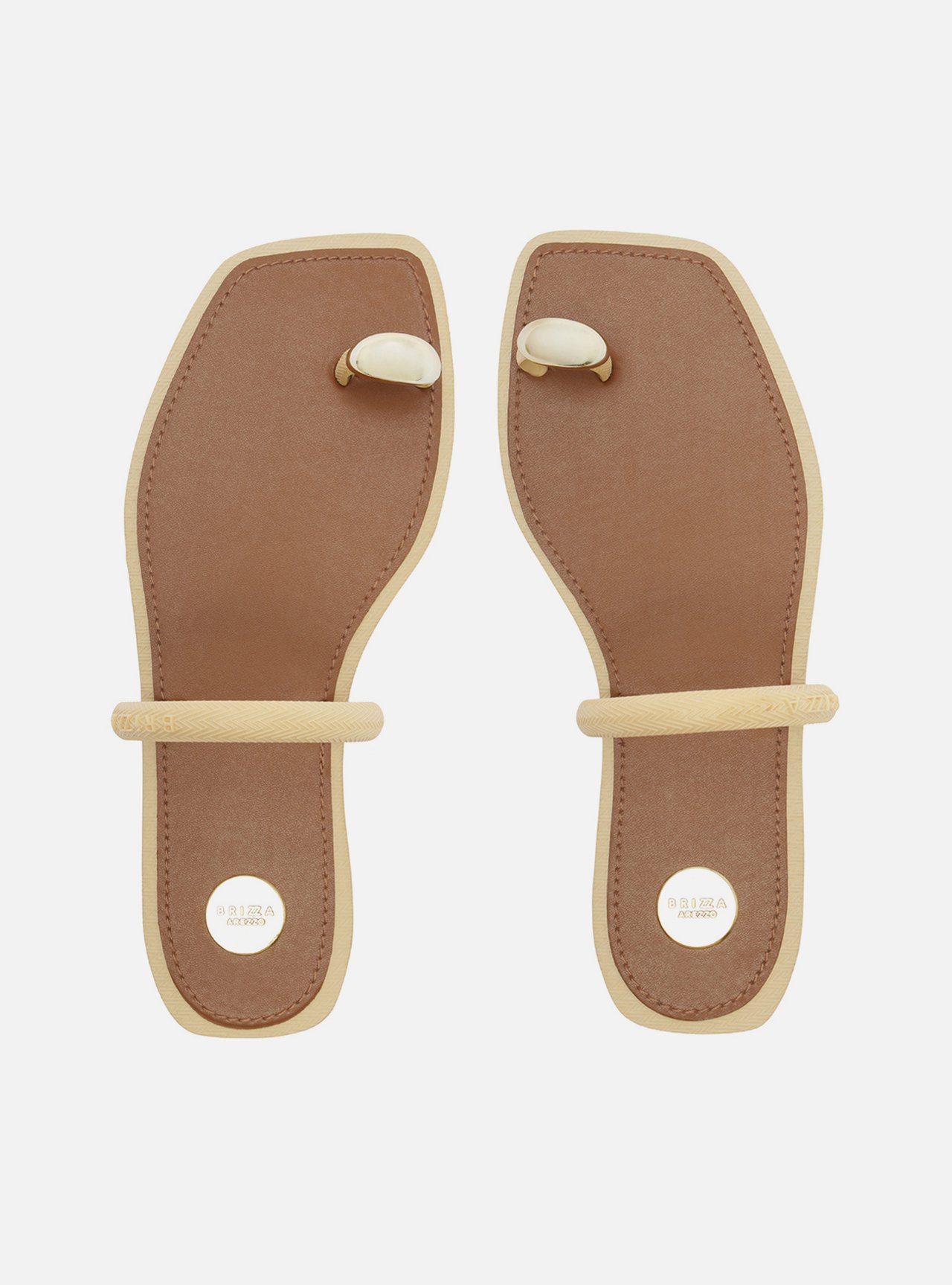 Chinelo de Dedo Off White Metais Dourados Brizza — foto 3