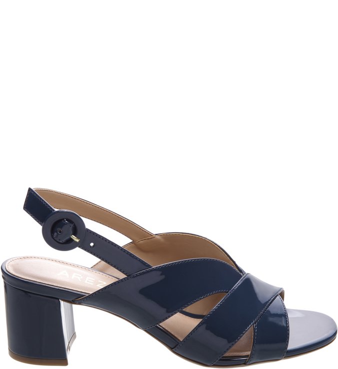 Sandália Verniz Vintage Bloco Office Blue