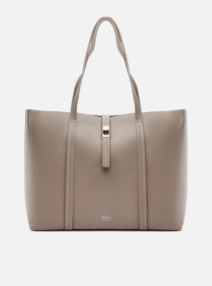 Bolsa Shopping Cinza Grande Fecho Metálico