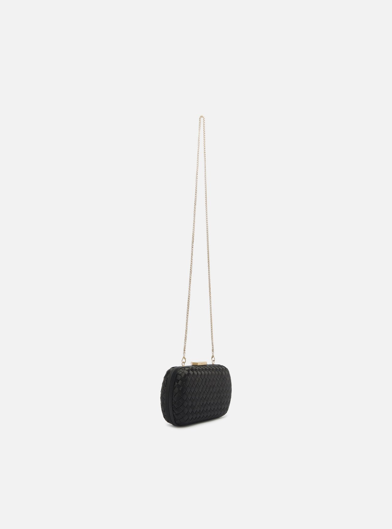 Bolsa Tiracolo Preta Pequena Tressê Corrente — foto 5