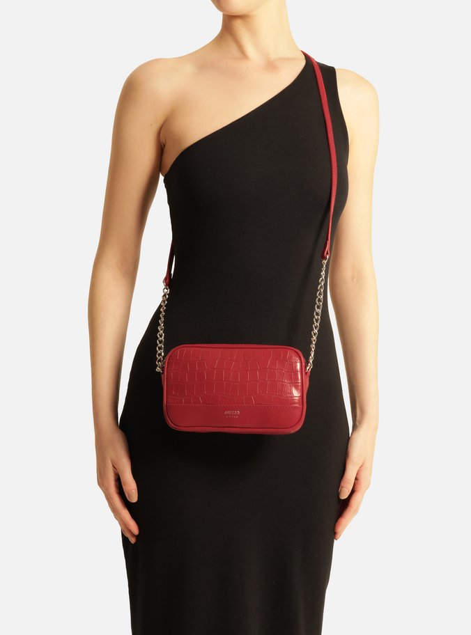 Bolsa Tiracolo Vermelha Croco Clara Pequena