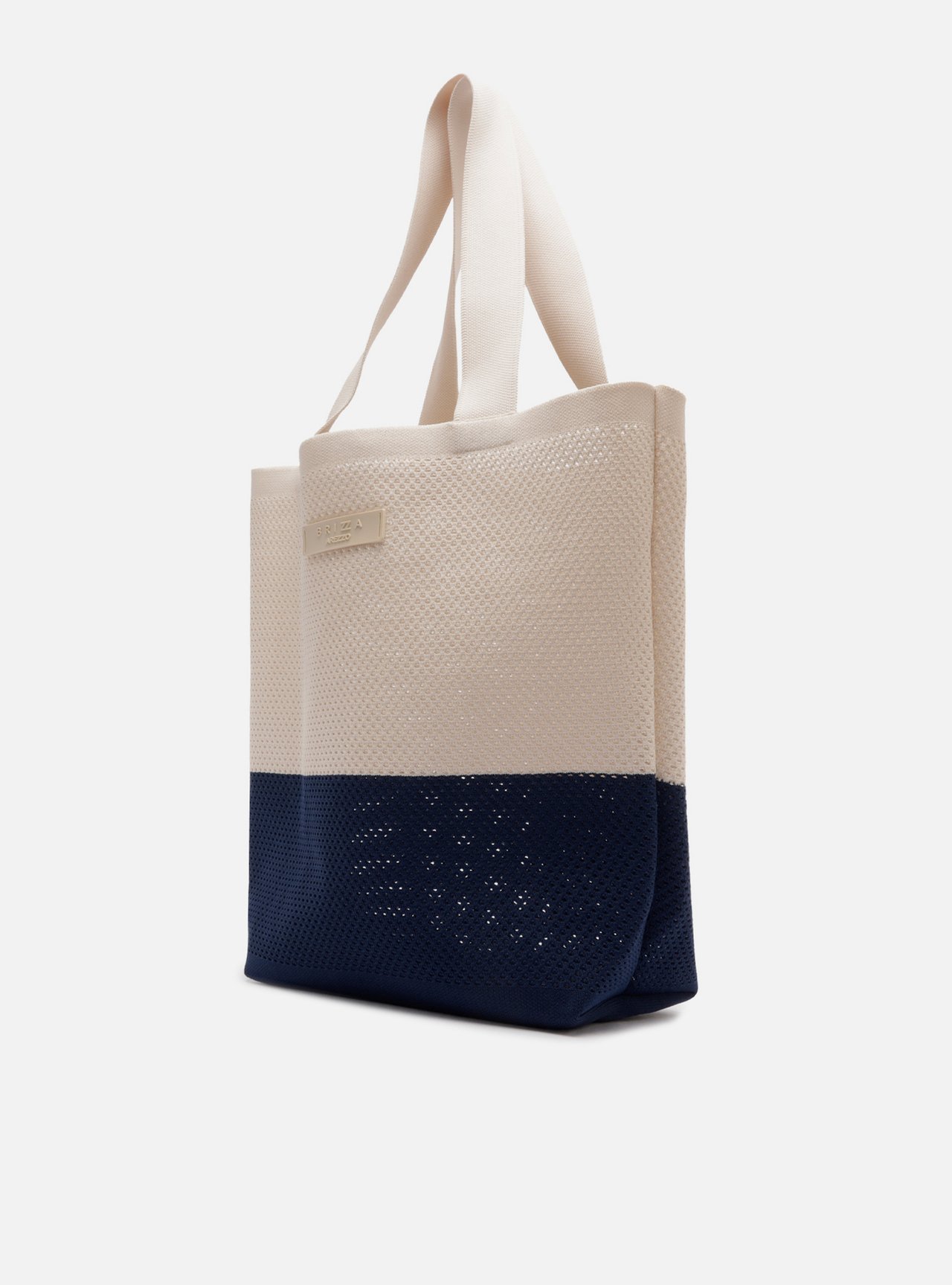Bolsa Shopping Marinho Duo Crochê Média Brizza — foto 2