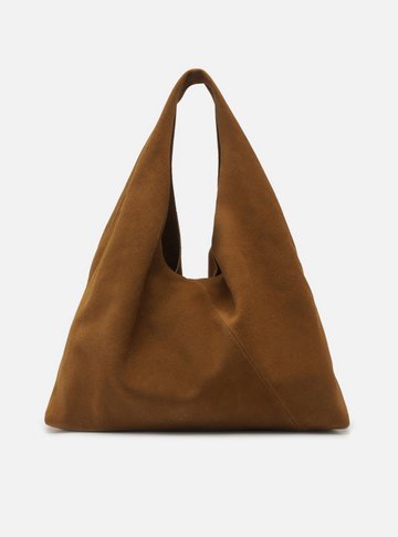 Bolsa Hobo Acamurçada Couro Grande Pouch