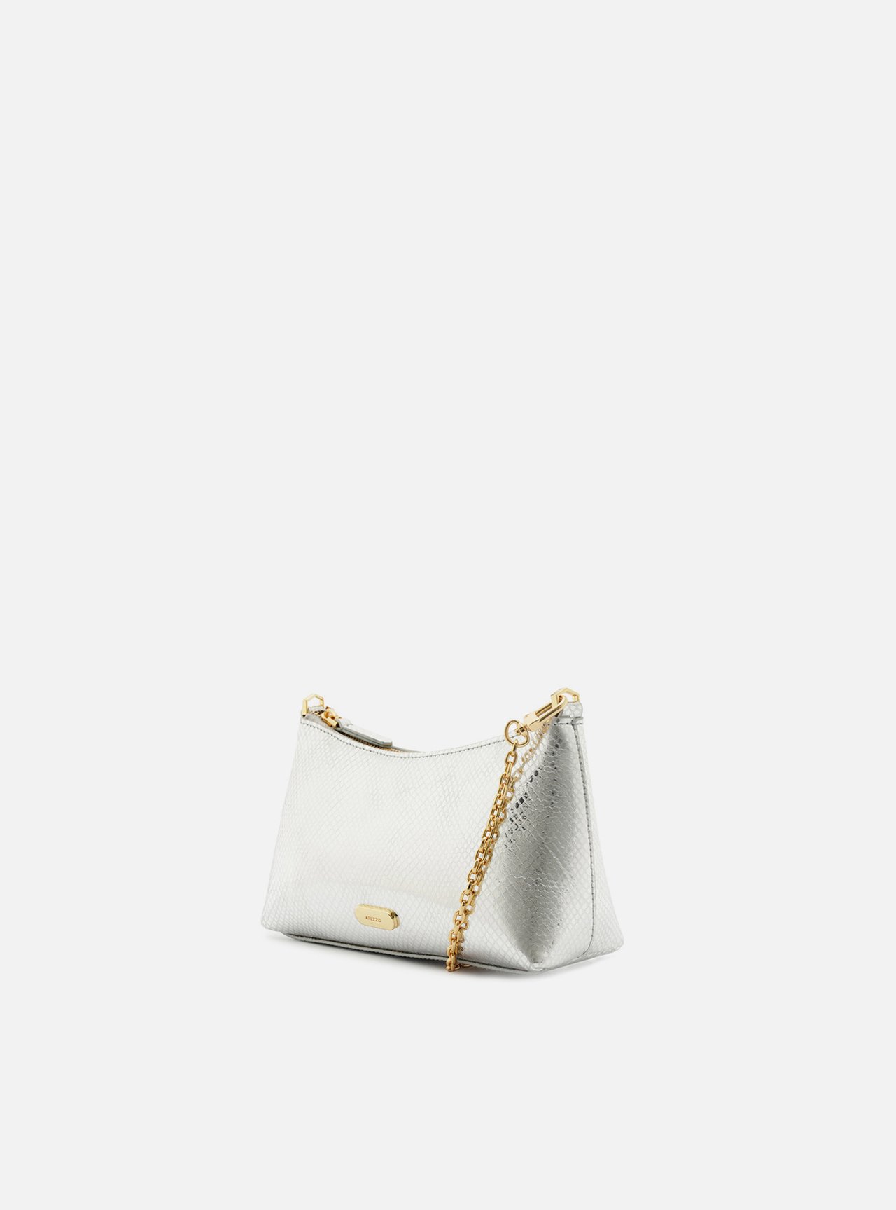 Bolsa Tiracolo Prateada Snake Pequena Corrente — foto 2