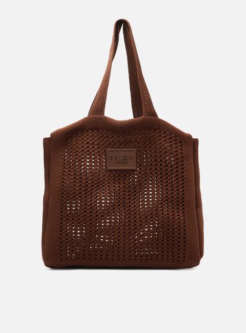 Bolsa Shopping Marrom Crochê Mônaco Grande