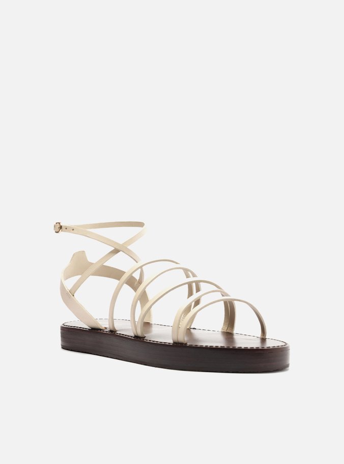 Sandália Rasteira Off-White Tiras Finas