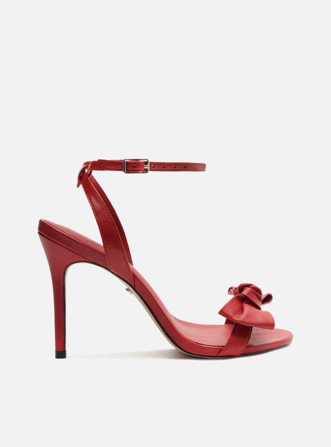 Sandália Vermelha Salto Fino Laço