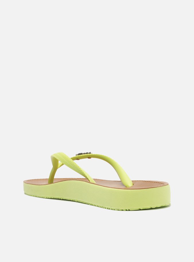 Chinelo de Dedo Amarelo Palmilha Marrom Brizza