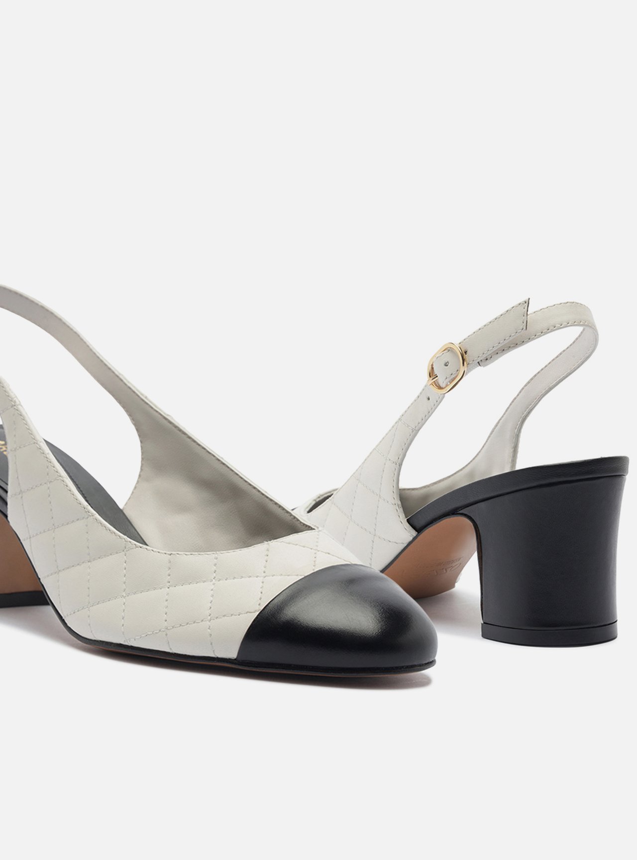 Scarpin Multineutro Couro Salto Bloco Fivela Slingback — foto 4