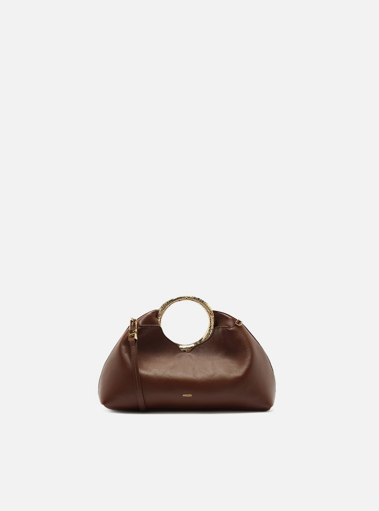 Bolsa Tiracolo Marrom Couro Pequena Metais — foto 3