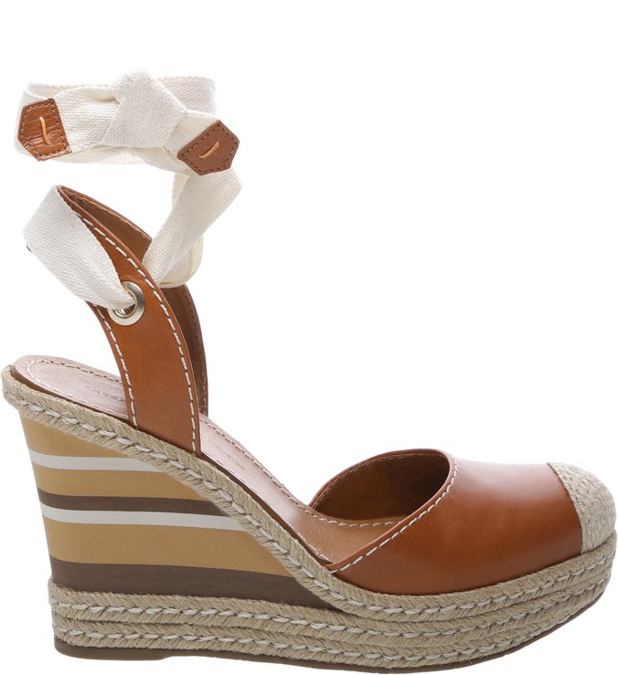 Arezzo x Lenny Niemeyer | Espadrille Couro Plataforma Alta Cedro