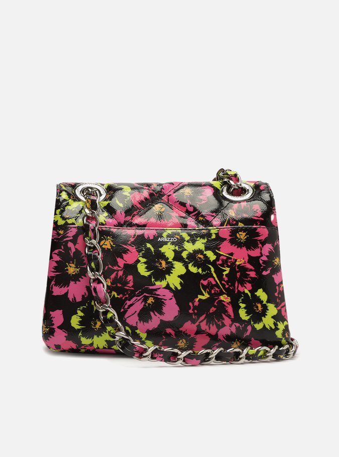 Bolsa Tiracolo Preta Couro Mizz Pequena Estampa