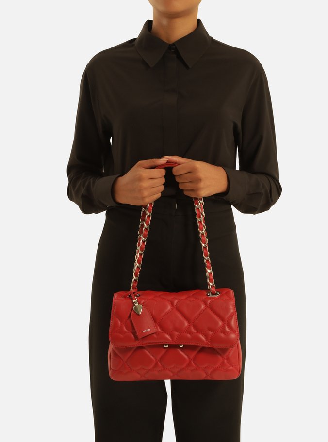 Bolsa Tiracolo Vermelha Couro Heart Mizz Média