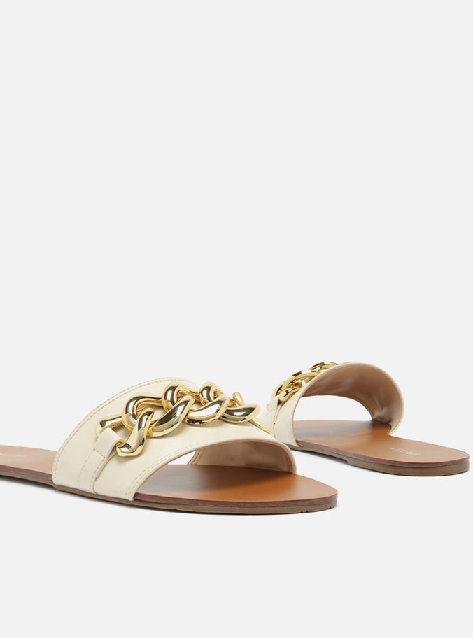 Rasteira Off-White Flat Corrente