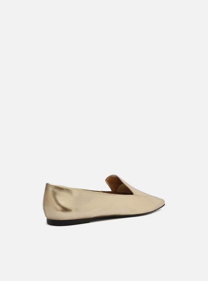 Mocassim Dourado Bico Quadrado Easy