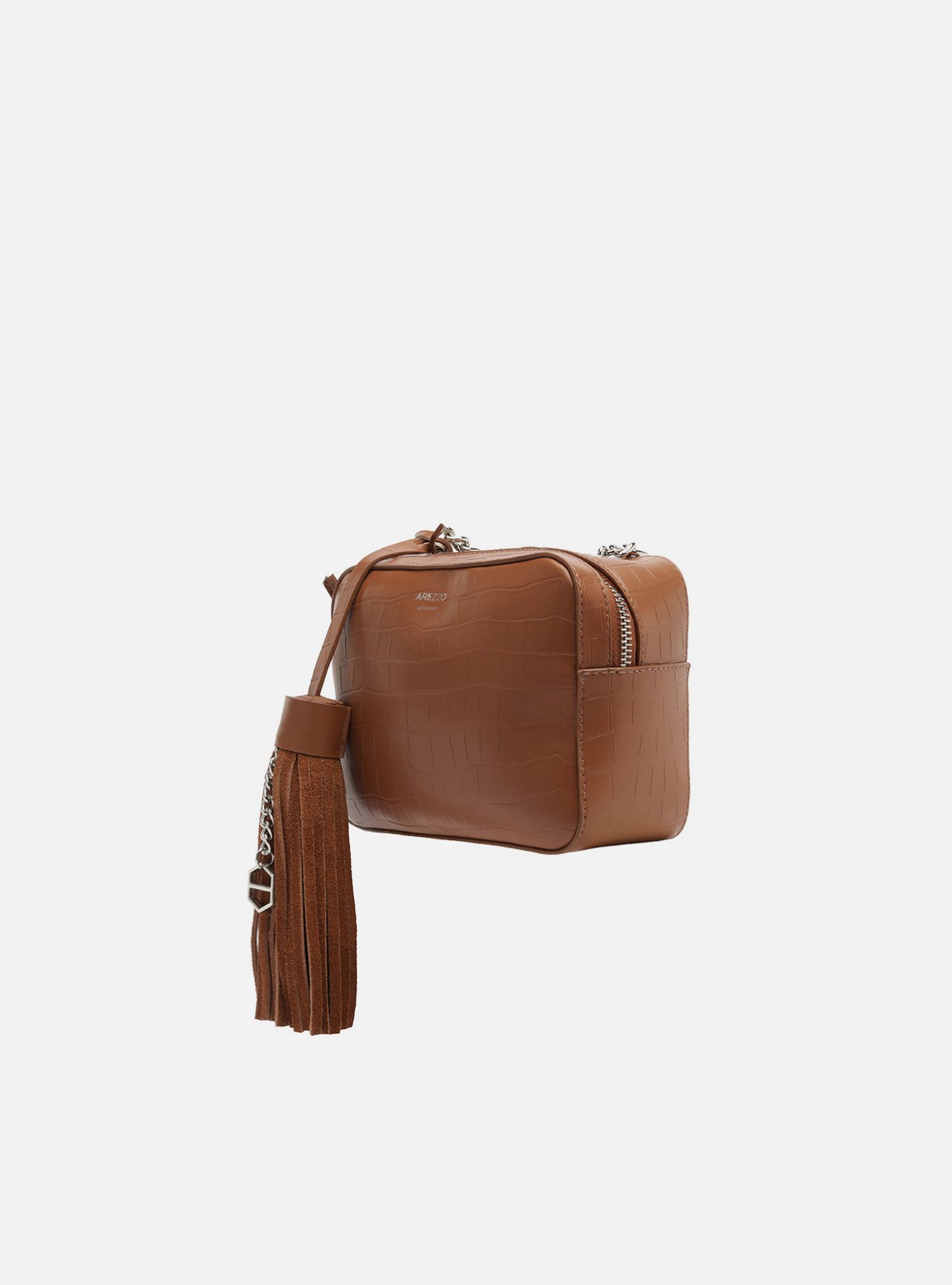 Bolsa Tiracolo Marrom Croco Valentina Pequena — foto 2
