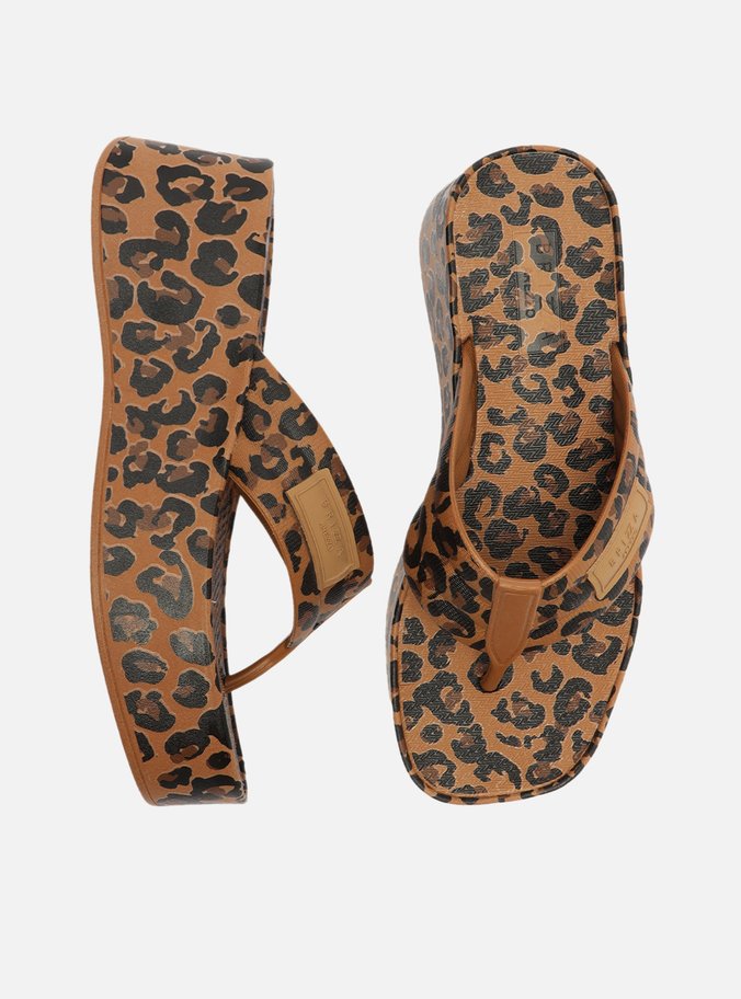 Sandália Animal Print Onça Flatform Tiras Brizza