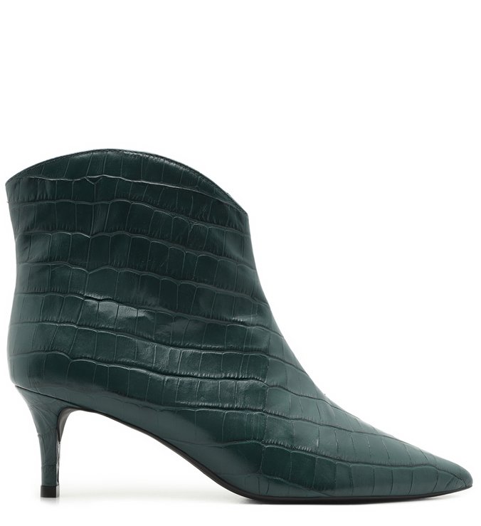 Bota Cano Curto Verde Croco Salto Fino Sweet Grass