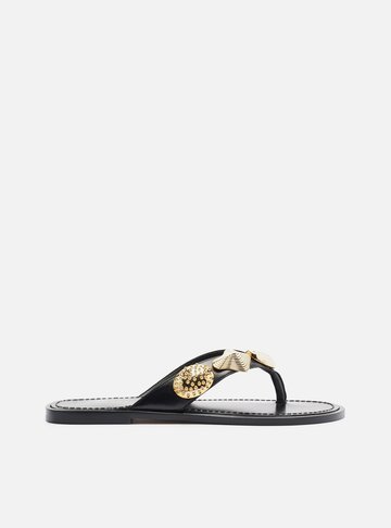 Rasteira Preta Flip Flop Metais