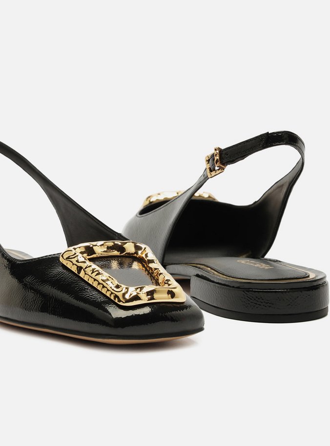 Sapatilha Preta Verniz Slingback
