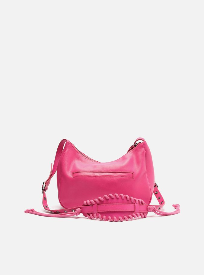 Bolsa Tiracolo Rosa Couro Piera Média