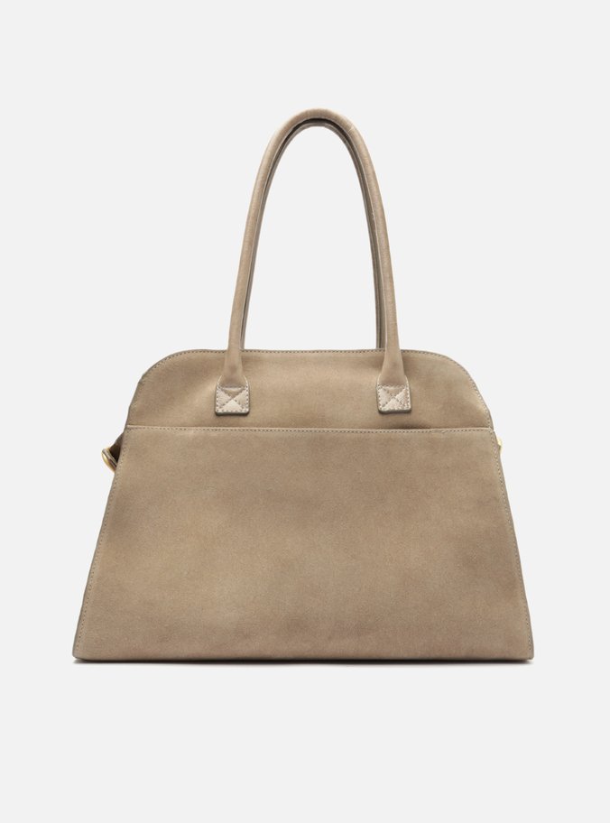 Bolsa Shopping Cinza Couro Acamurçado Grande