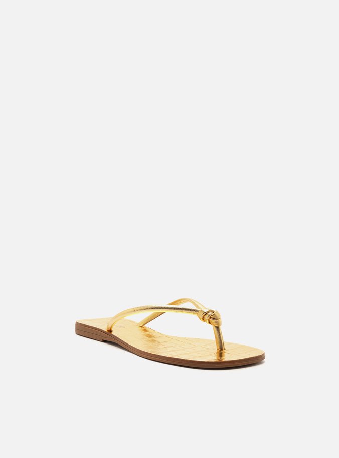 Rasteira Dourada Tiras Flip Flop