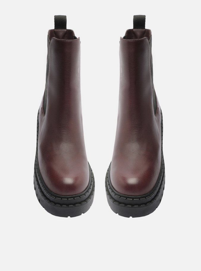 Bota Marrom Couro Cano Curto Tratorada Elástico