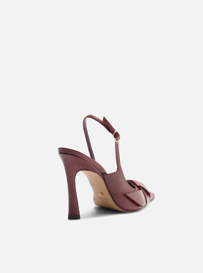 Mule Vermelho Couro Bico Fino Salto Alto