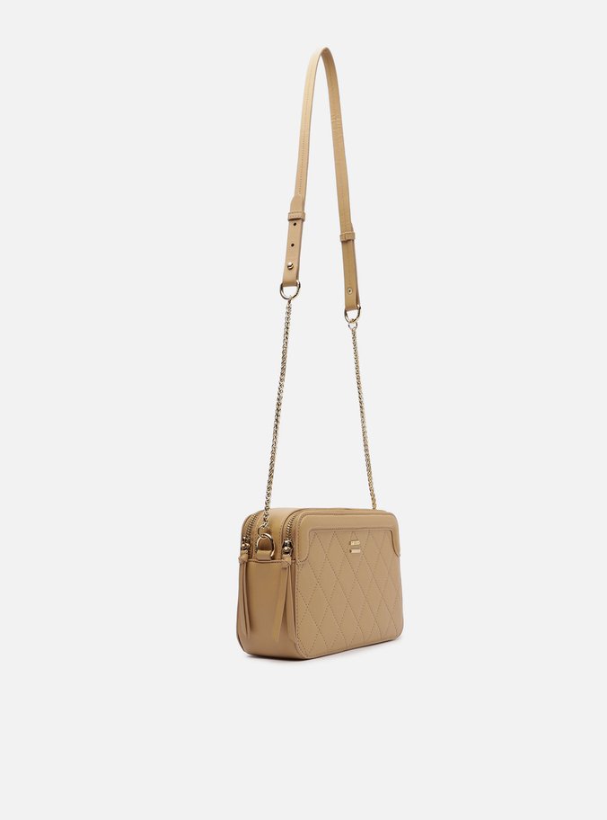 Bolsa Tiracolo Bege Média Matelassê Moldura