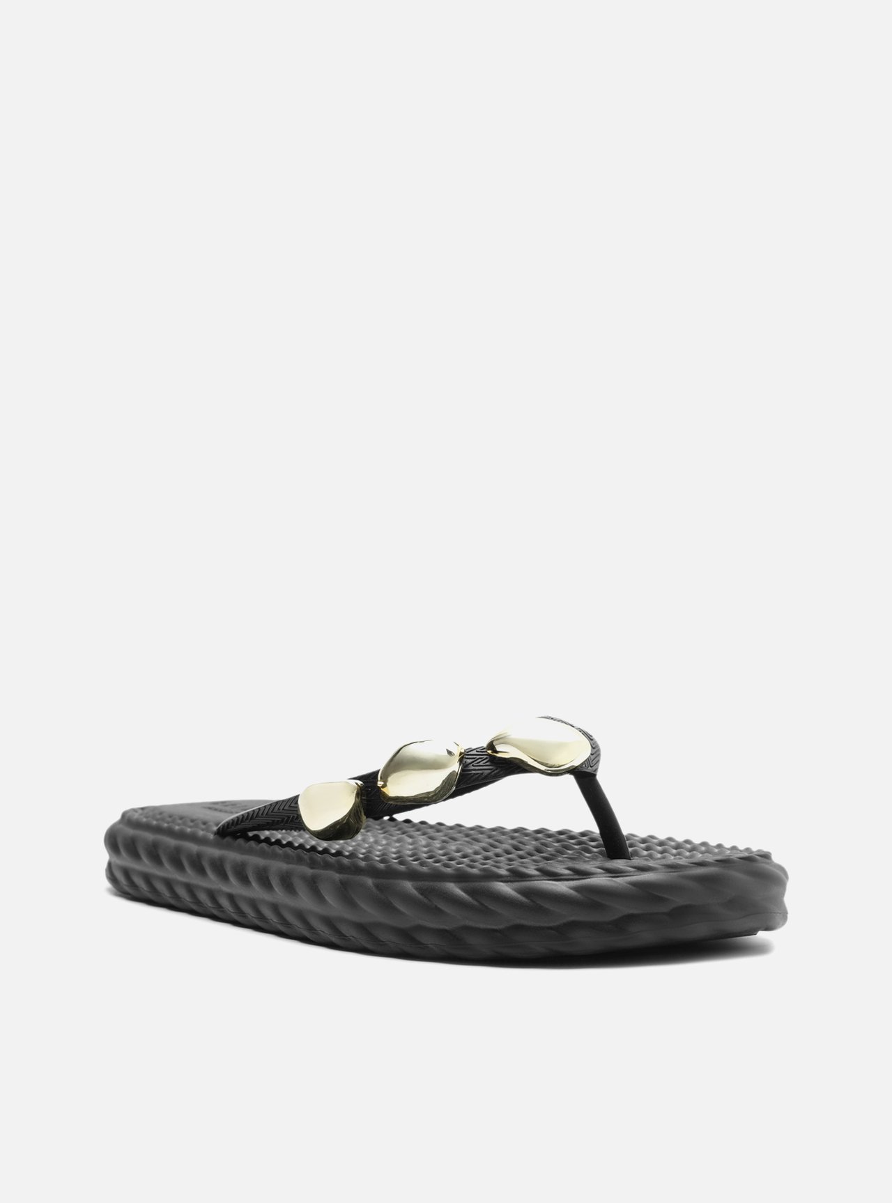 Chinelo de Dedo Preto Marrocos Flip Flop Metal — foto 2