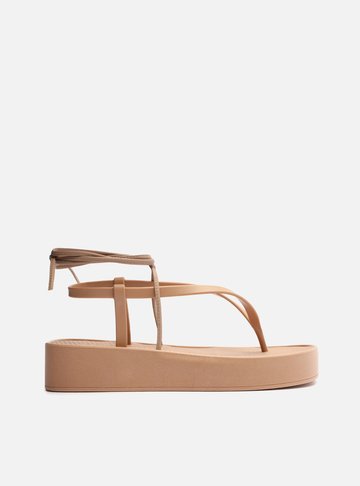 Sandália Marrom Flatform Amarração Bela Brizza