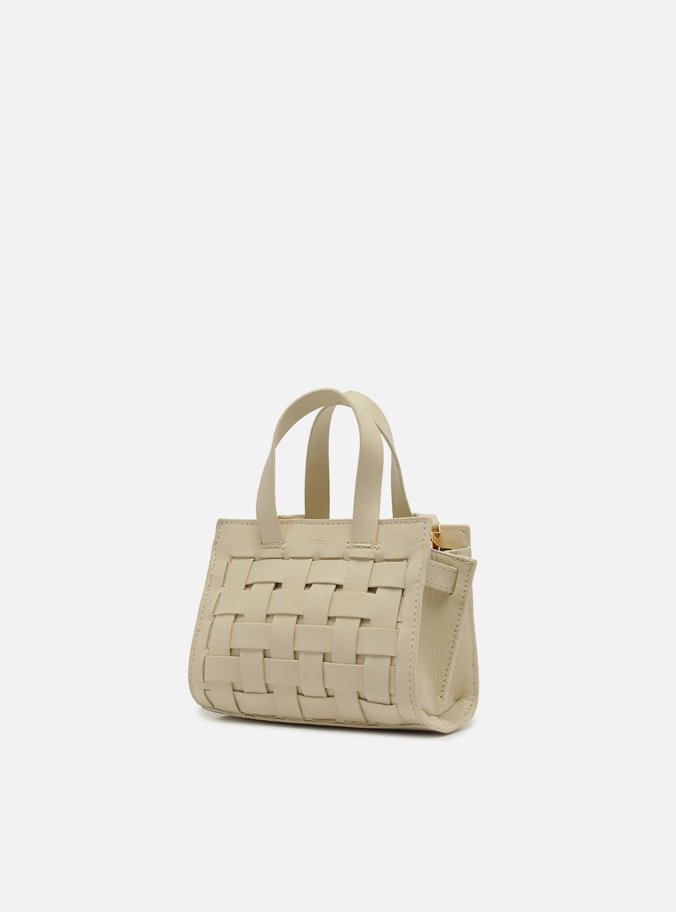 Bolsa Tote Off-White Couro Pequena Tressê Maxi Lenny