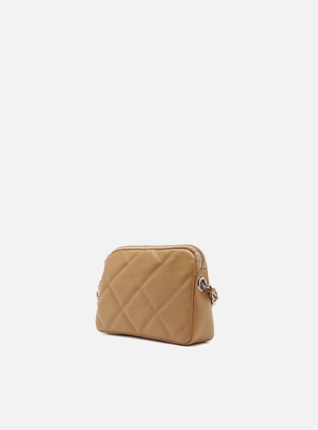 Bolsa Tiracolo Bege Couro Mizz Pequena Zíper | Arezzo