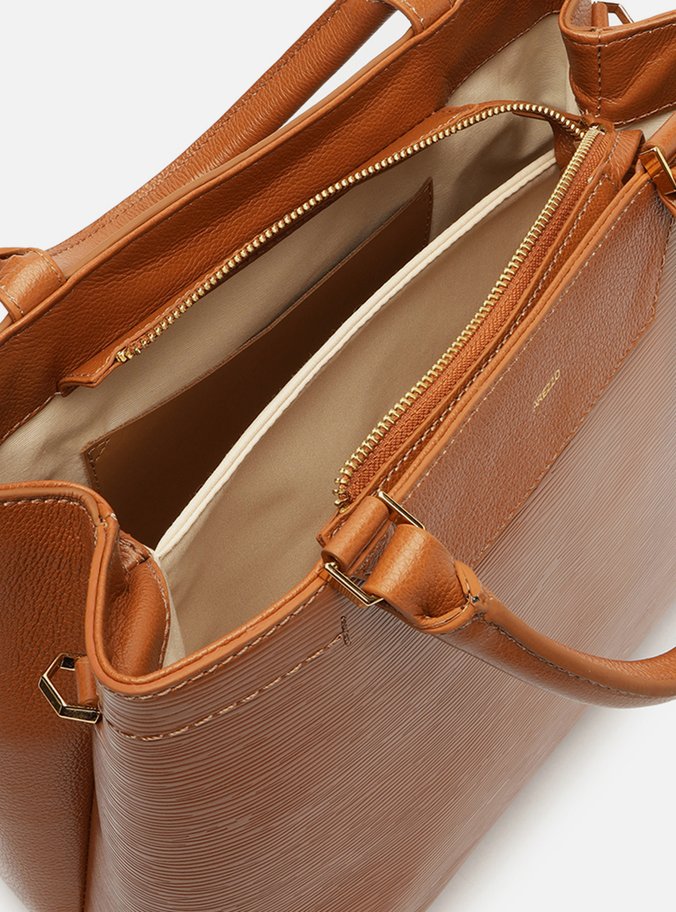 Bolsa Tote Marrom Couro Textura Grande
