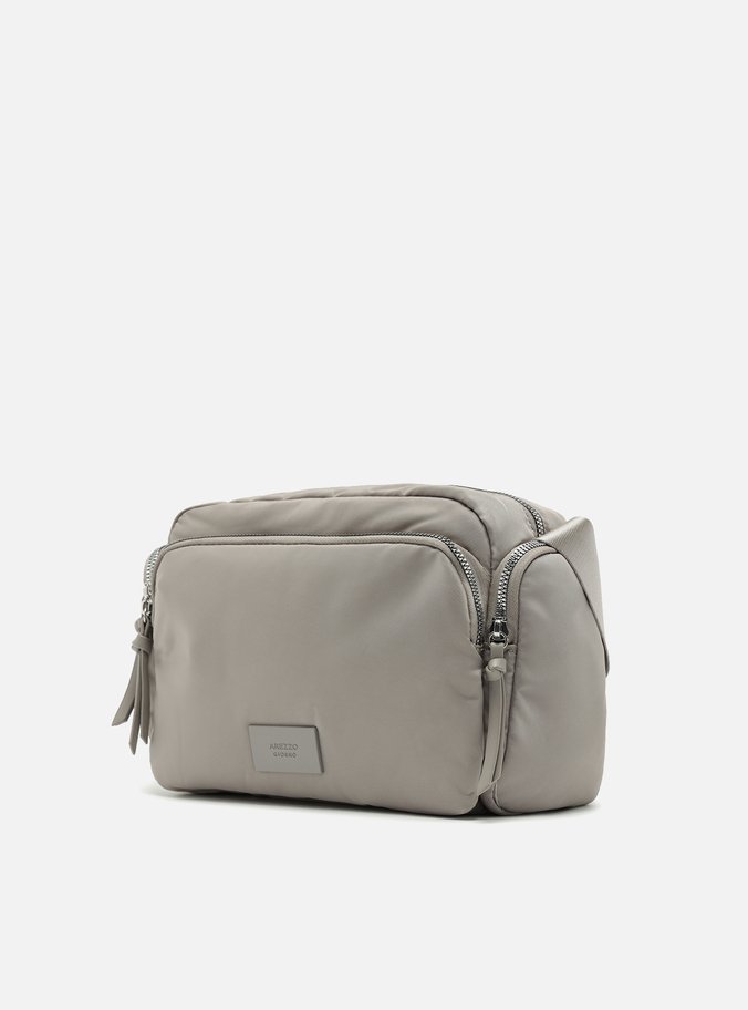 Bolsa Tiracolo Cinza Nylon Média Bolso