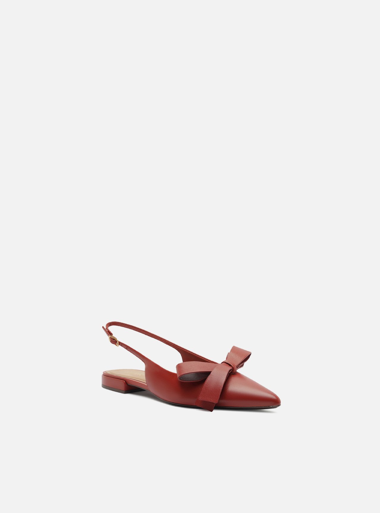 Sapatilha Vermelha Couro Bico Fino Slingback Laço — foto 2