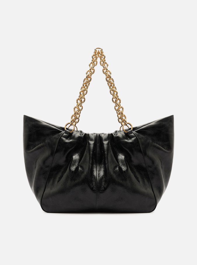 Bolsa Shopping Preta Couro Worn Grande