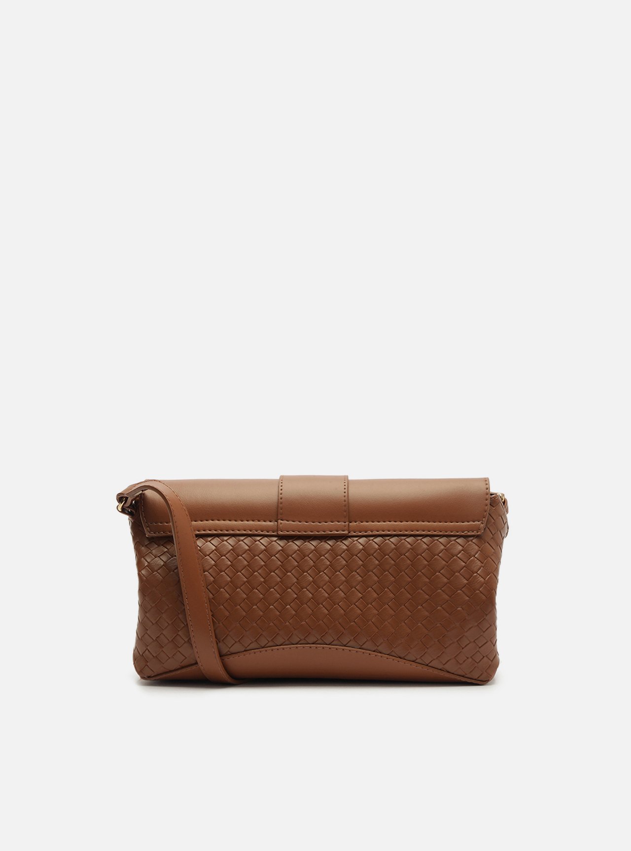 Bolsa Tiracolo Marrom Média Tressê Metal Orgânico — foto 3