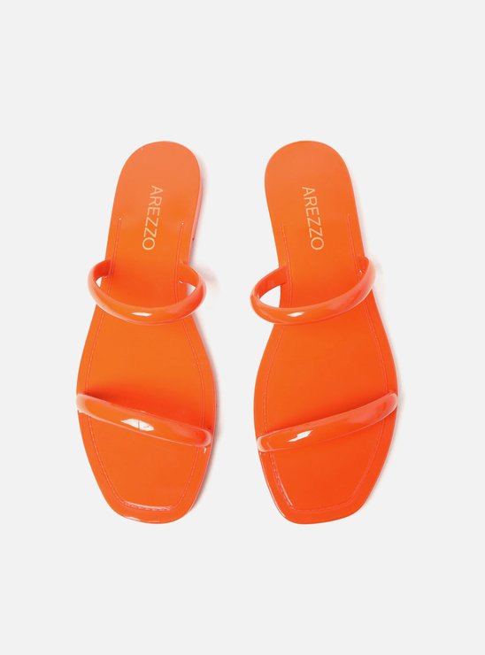 Kit Rasteira Laranja Brilho e Bag Transparente Brizza