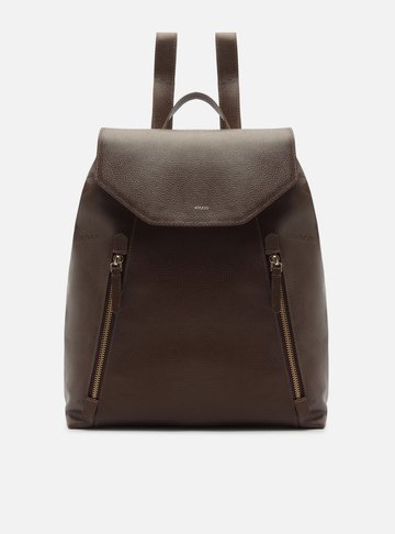 Mochila Marrom Couro Grande Bolsos