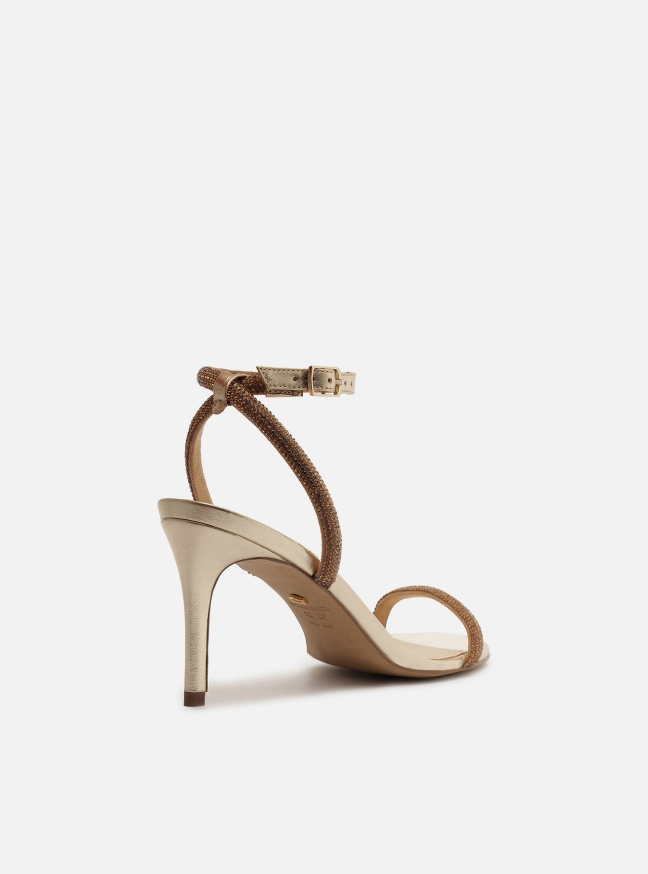 Sandália Dourada Strass Salto Fino Minimal — foto 3