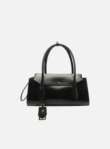 Arezzo — Bolsa Shoulder Preta Couro Média Alça Corrente